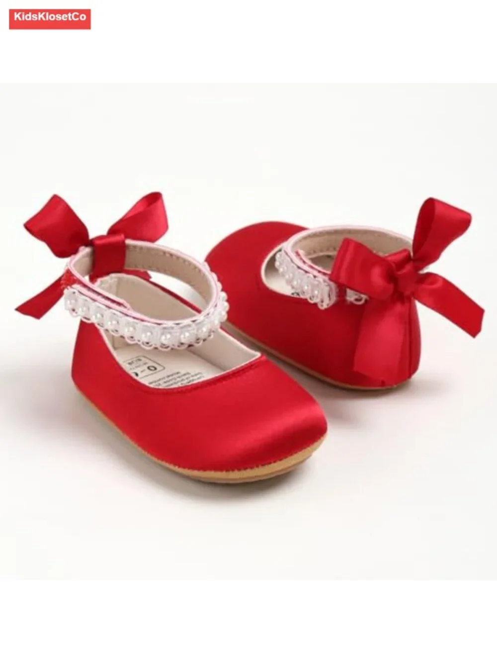 Baby Girls PU Leather Mary Jane Flats Non-Slip Hook & Loop Walking Shoes